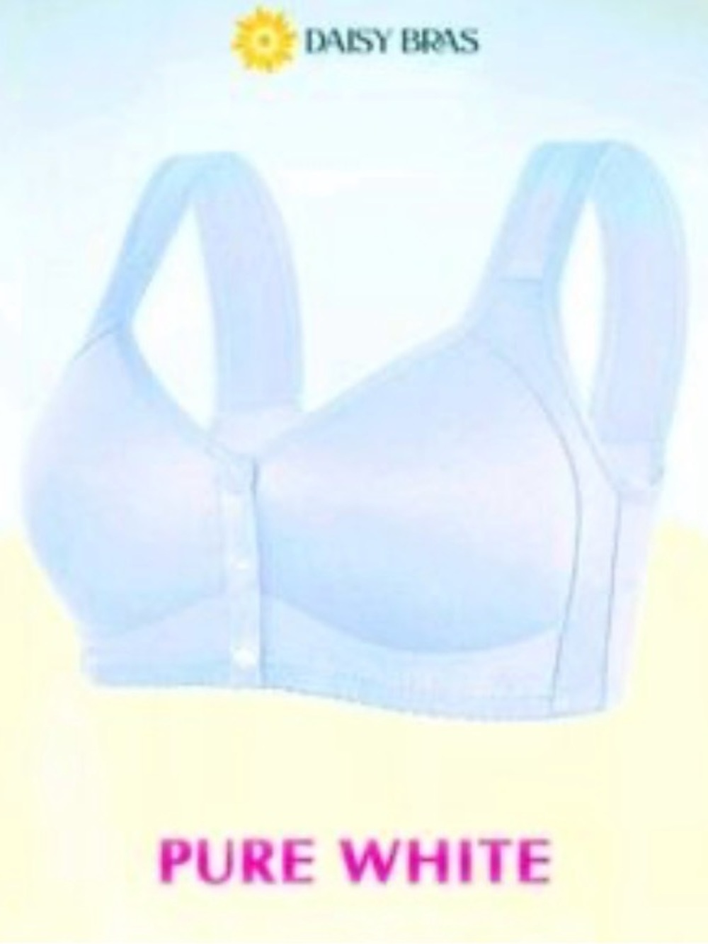 Daisy Bra Women’s White Front-Closure Wireless Comfort Bra Size 2X Full Support